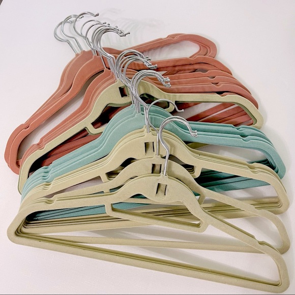 - Other - Velvet hangers 30 Pink Green Skinny thin grippy closet organizer closet storage